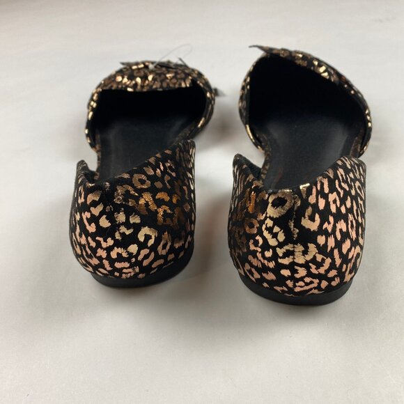 NWT Torrid Flats Black Metallic Gold Bow Leopard Print Shoes Women's Size 8WW - Picture 6 of 11